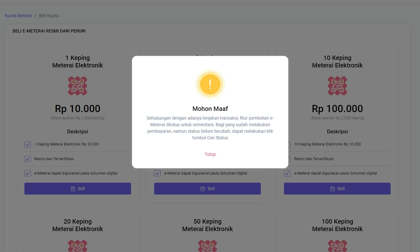 Ilustrasi E-Meterai Habis saat daftar cpns 2024